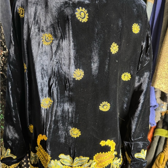 Chasing Unicorns Navy Velvet Jacket with Gold Embroidery - Picture 5 of 8